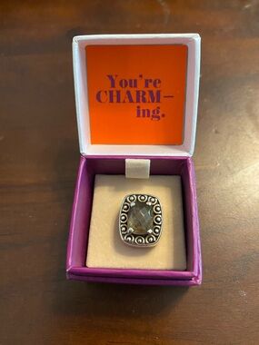 Lori Bonn Sterling Silver brown quartz gemstone slide charm